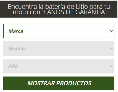 Buscar bateria por marca modelo y a&ntilde;o